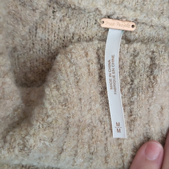 Free People Over Sized Sweater Dress Sz M Tan - Picture 2 of 8